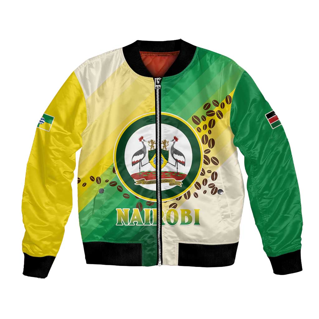 Personalised Nairobi Kenya Bomber Jacket Coat Of Arms With Coffee