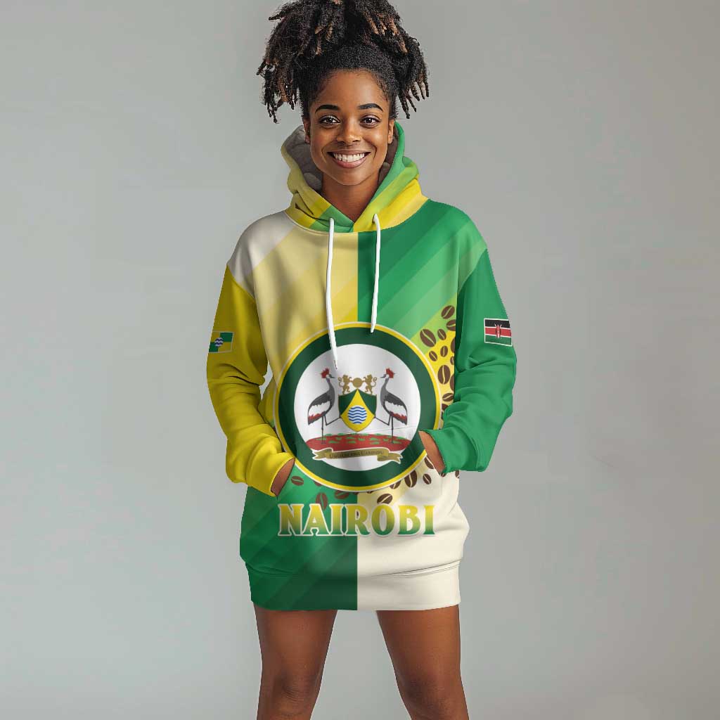 Personalised Nairobi Kenya Hoodie Dress Coat Of Arms With Coffee