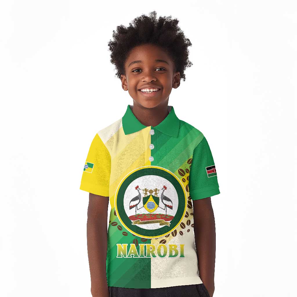 Personalised Nairobi Kenya Kid Polo Shirt Coat Of Arms With Coffee