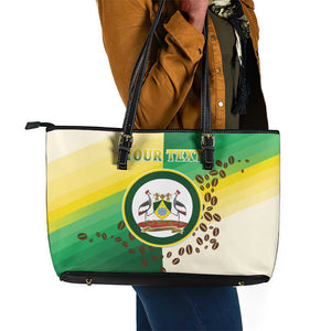 Personalised Nairobi Kenya Leather Tote Bag Coat Of Arms With Coffee