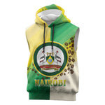 Personalised Nairobi Kenya Sleeveless Hoodie Coat Of Arms With Coffee - African Pride