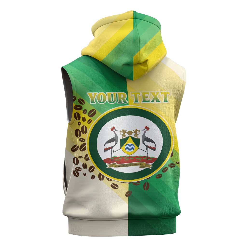 Personalised Nairobi Kenya Sleeveless Hoodie Coat Of Arms With Coffee - African Pride