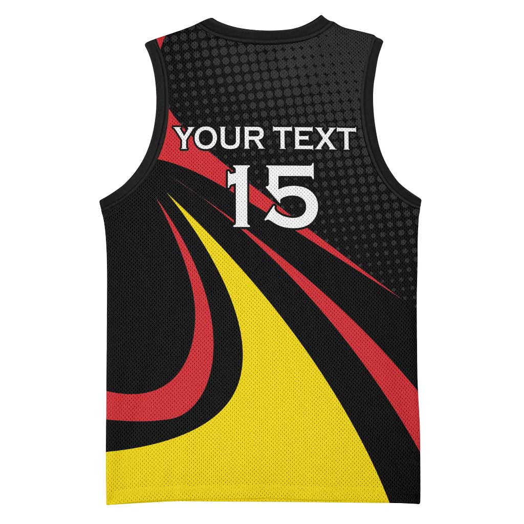 Jamhuri ya Uganda Rugby Custom Basketball Jersey With Black Crowned Crane Mascot LT15
