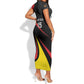 Jamhuri ya Uganda Rugby Custom Short Sleeve Bodycon Dress With Black Crowned Crane Mascot LT15