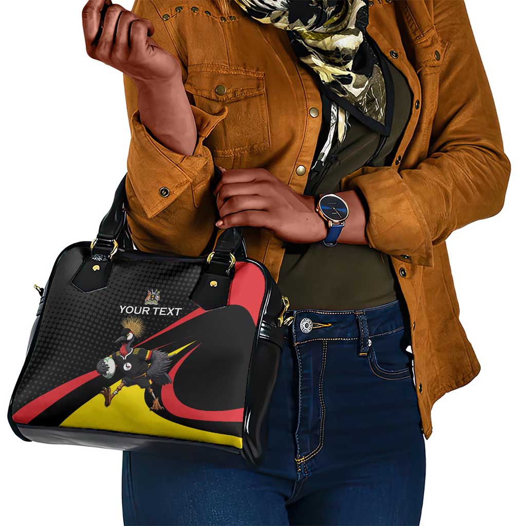 Jamhuri ya Uganda Rugby Custom Shoulder Handbag With Black Crowned Crane Mascot