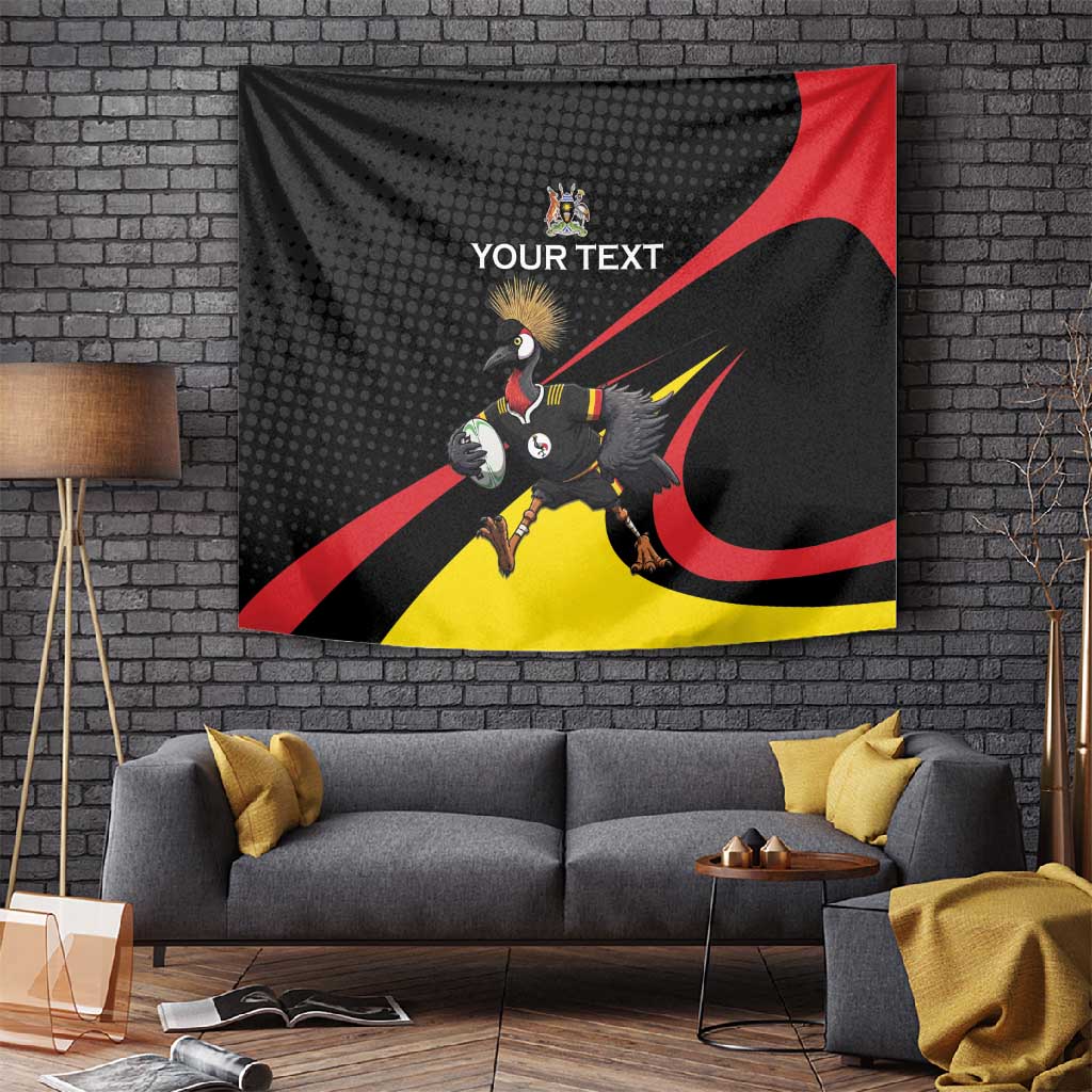 Jamhuri ya Uganda Rugby Custom Tapestry With Black Crowned Crane Mascot