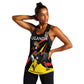 Jamhuri ya Uganda Rugby Custom Women Racerback Tank With Black Crowned Crane Mascot