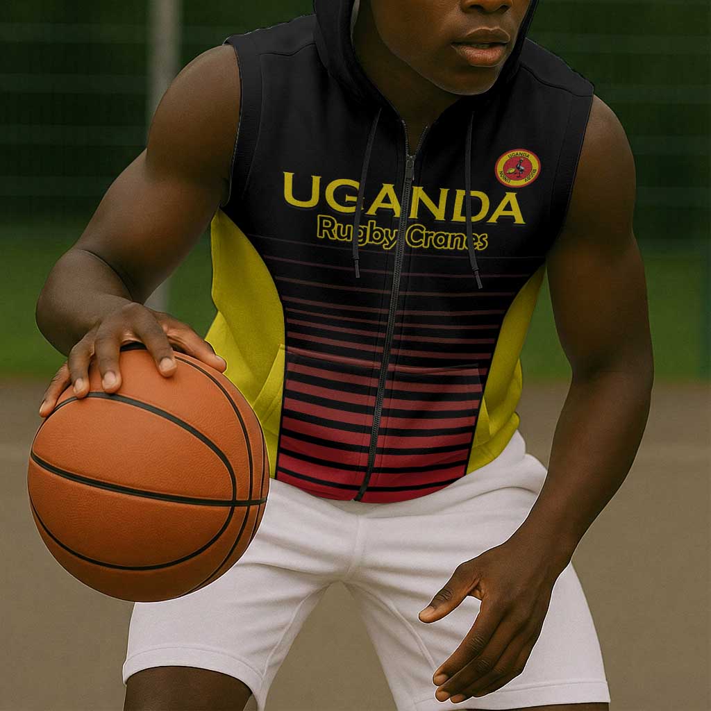 Jamhuri ya Uganda Rugby Custom Sleeveless Zip Hoodie Go Champions Cranes - African Pride