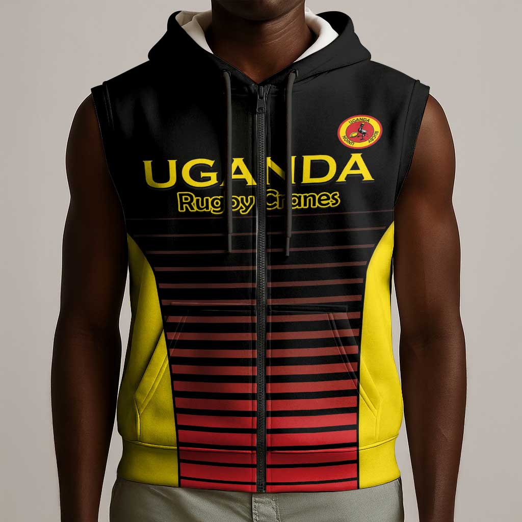 Jamhuri ya Uganda Rugby Custom Sleeveless Zip Hoodie Go Champions Cranes - African Pride