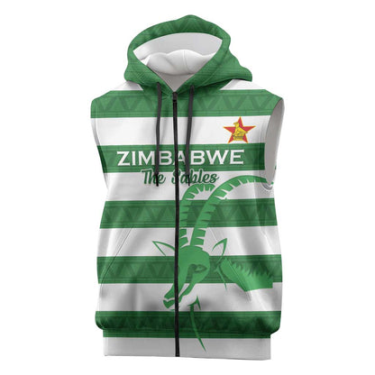 Nyika yeZimbabwe Rugby Custom Sleeveless Zip Hoodie Come On Sables - African Pride