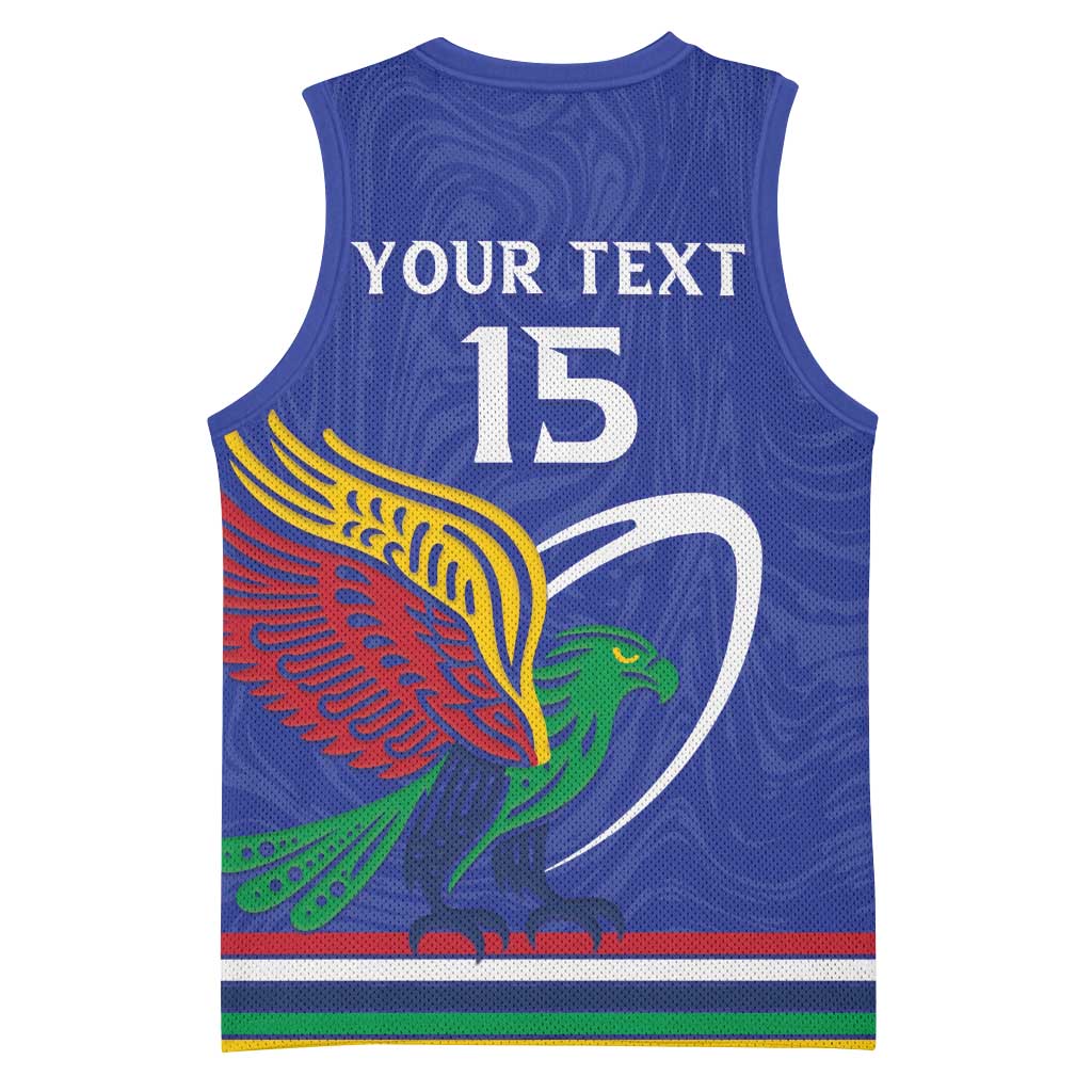 Namibia Rugby Custom Basketball Jersey African Fish Eagle - Flag Colors LT15