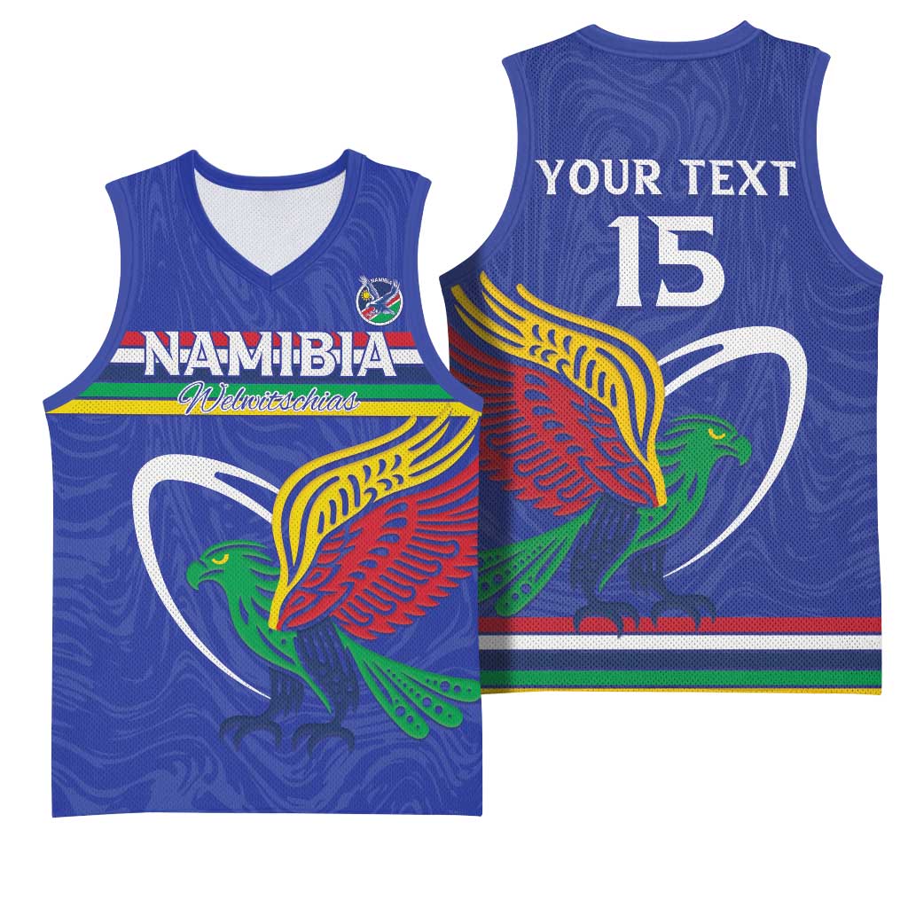 Namibia Rugby Custom Basketball Jersey African Fish Eagle - Flag Colors LT15