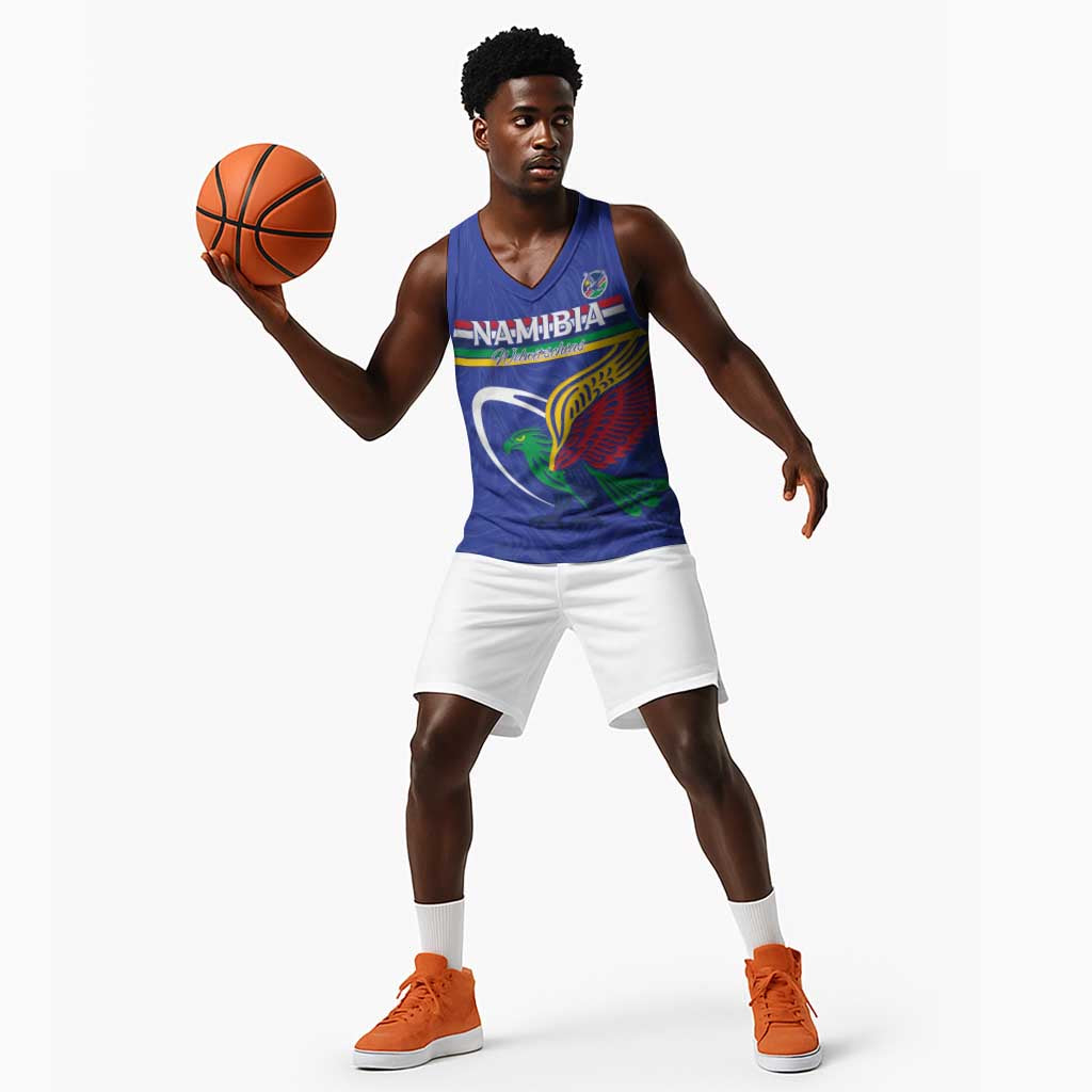 Namibia Rugby Custom Basketball Jersey African Fish Eagle - Flag Colors LT15