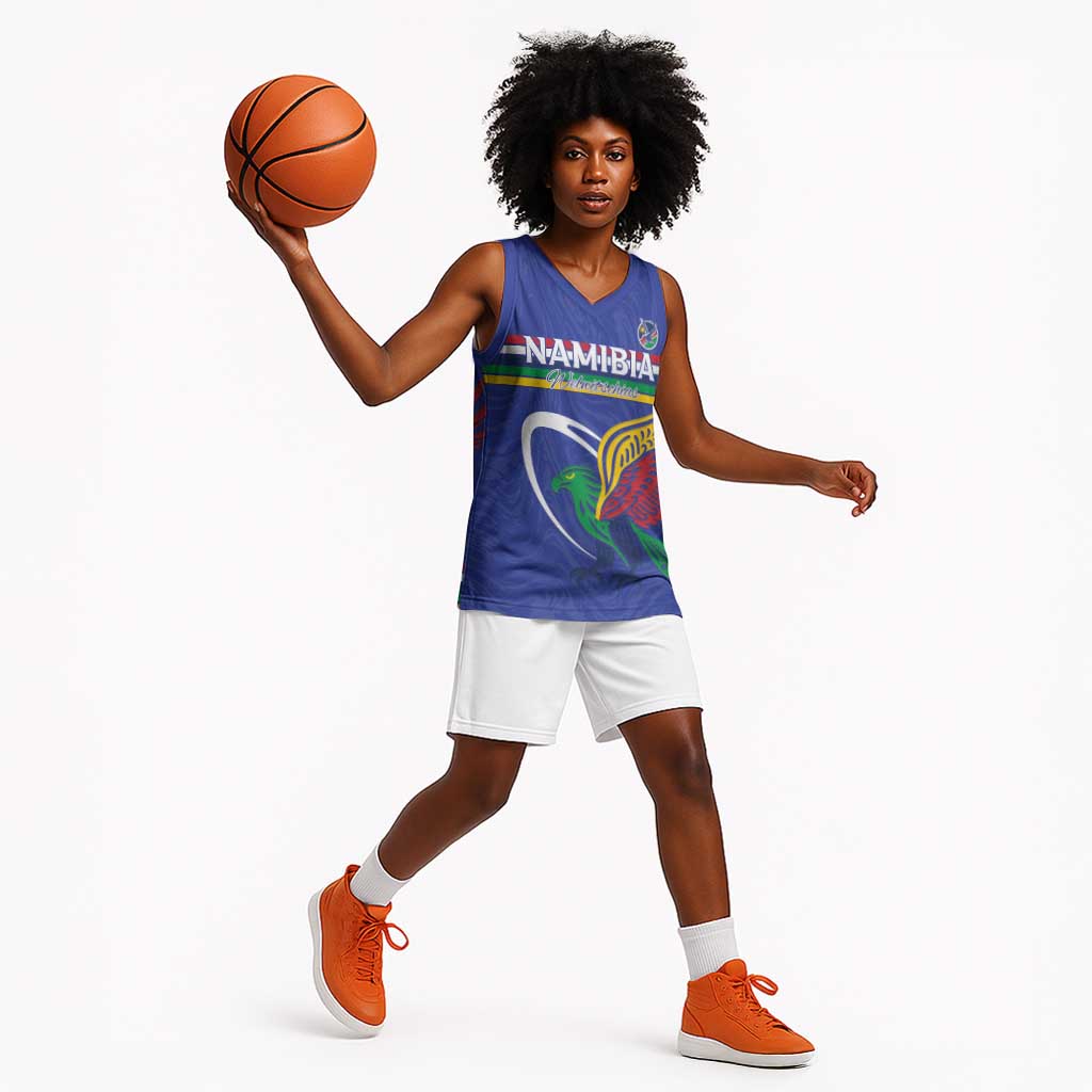 Namibia Rugby Custom Basketball Jersey African Fish Eagle - Flag Colors LT15