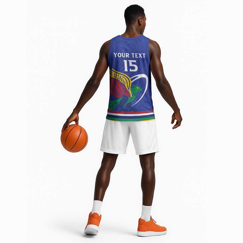 Namibia Rugby Custom Basketball Jersey African Fish Eagle - Flag Colors LT15