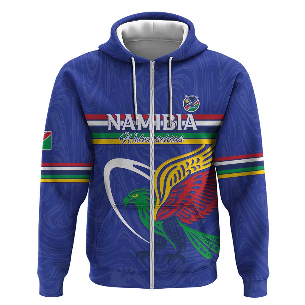 Namibia Rugby Custom Hoodie African Fish Eagle - Flag Colors