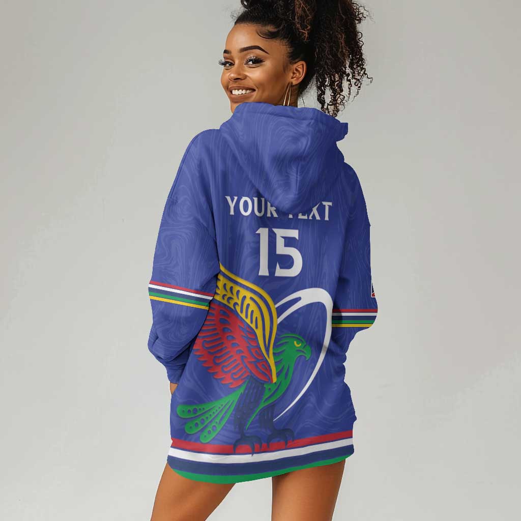Namibia Rugby Custom Hoodie Dress African Fish Eagle - Flag Colors