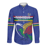 Namibia Rugby Custom Long Sleeve Button Shirt African Fish Eagle - Flag Colors
