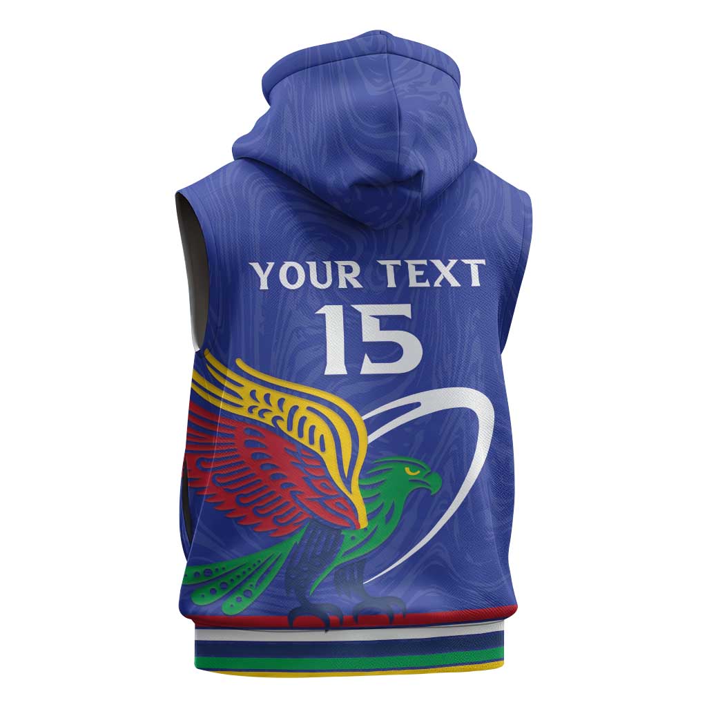 Namibia Rugby Custom Sleeveless Zip Hoodie African Fish Eagle - Flag Colors - African Pride