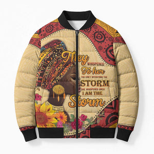 Black History Month Bomber Puffer Jacket African Woman Afro I Am The Storm