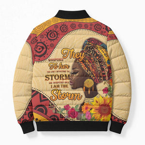 Black History Month Bomber Puffer Jacket African Woman Afro I Am The Storm