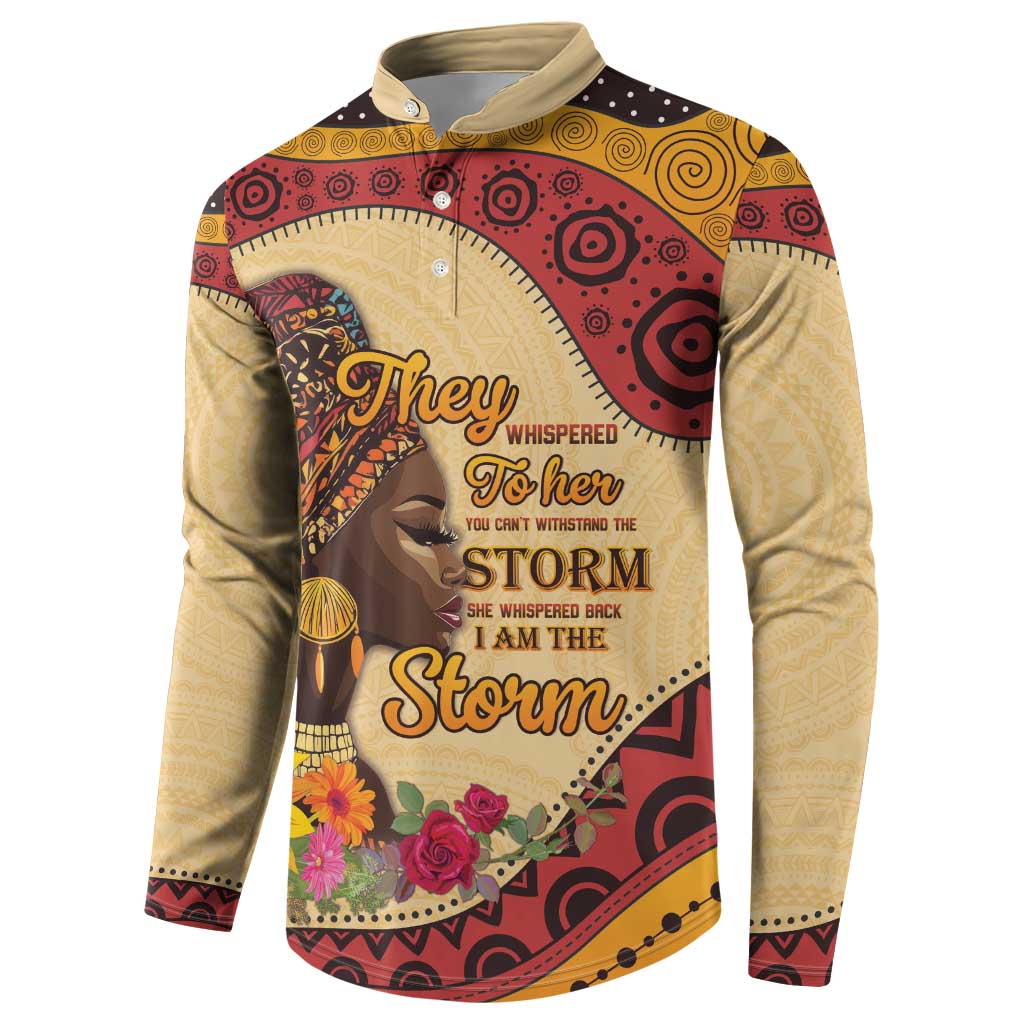 Black History Month Button Sweatshirt African Woman Afro I Am The Storm