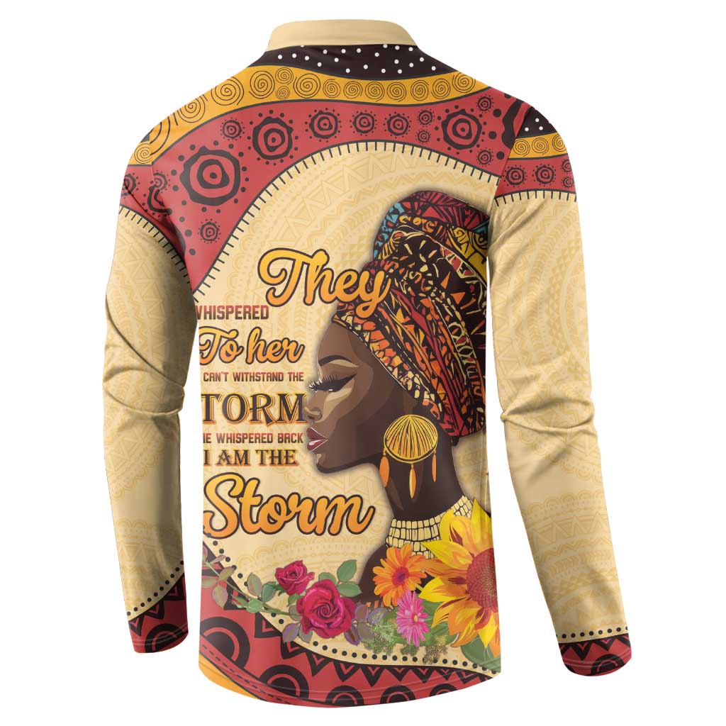 Black History Month Button Sweatshirt African Woman Afro I Am The Storm