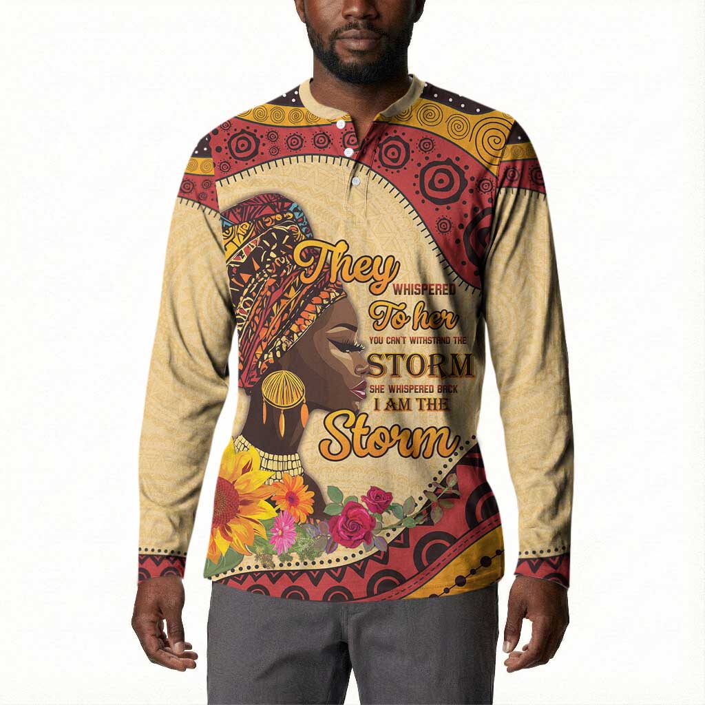 Black History Month Button Sweatshirt African Woman Afro I Am The Storm