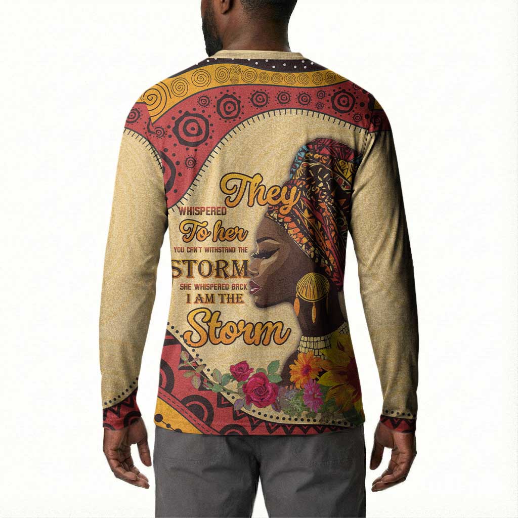 Black History Month Button Sweatshirt African Woman Afro I Am The Storm