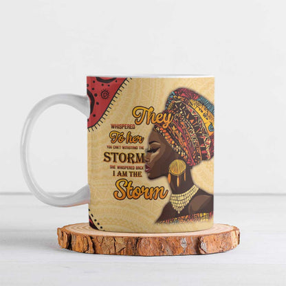 Black History Month Ceramic Mug African Woman Afro I Am The Storm