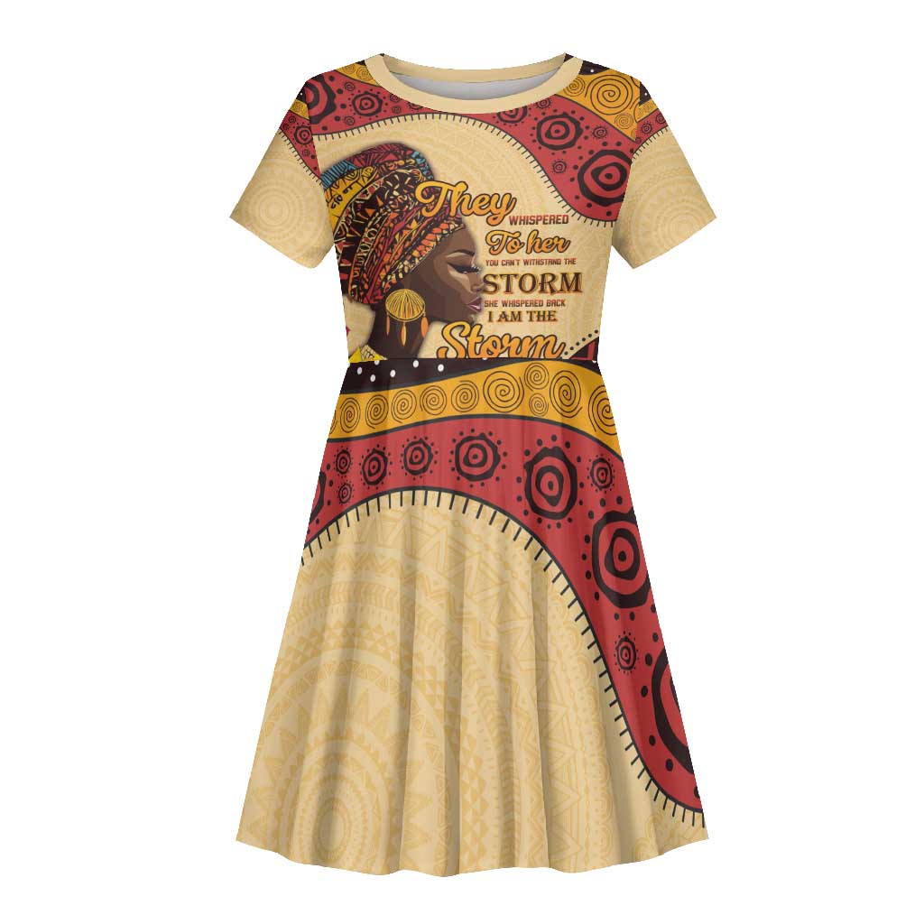 African Woman Kid Short Sleeve Dress I Am The Storm - African Pride