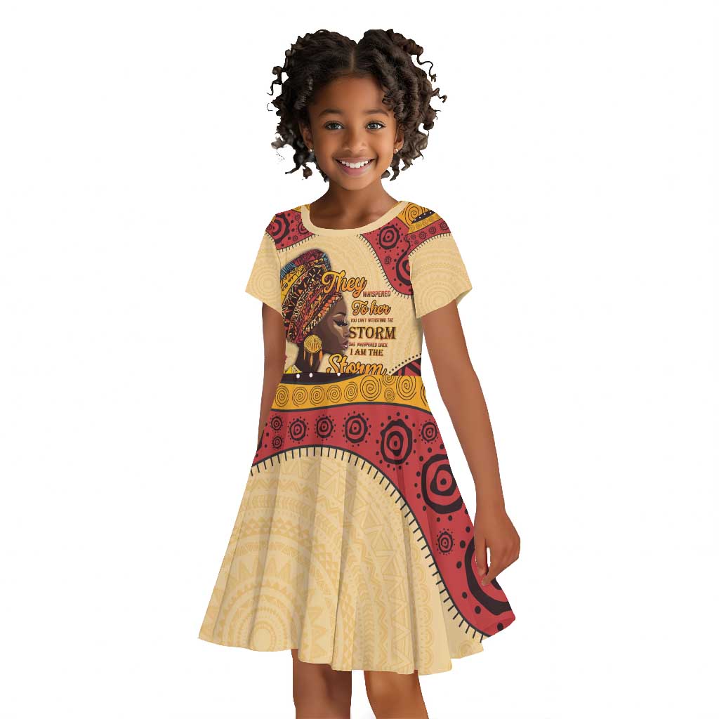 African Woman Kid Short Sleeve Dress I Am The Storm - African Pride