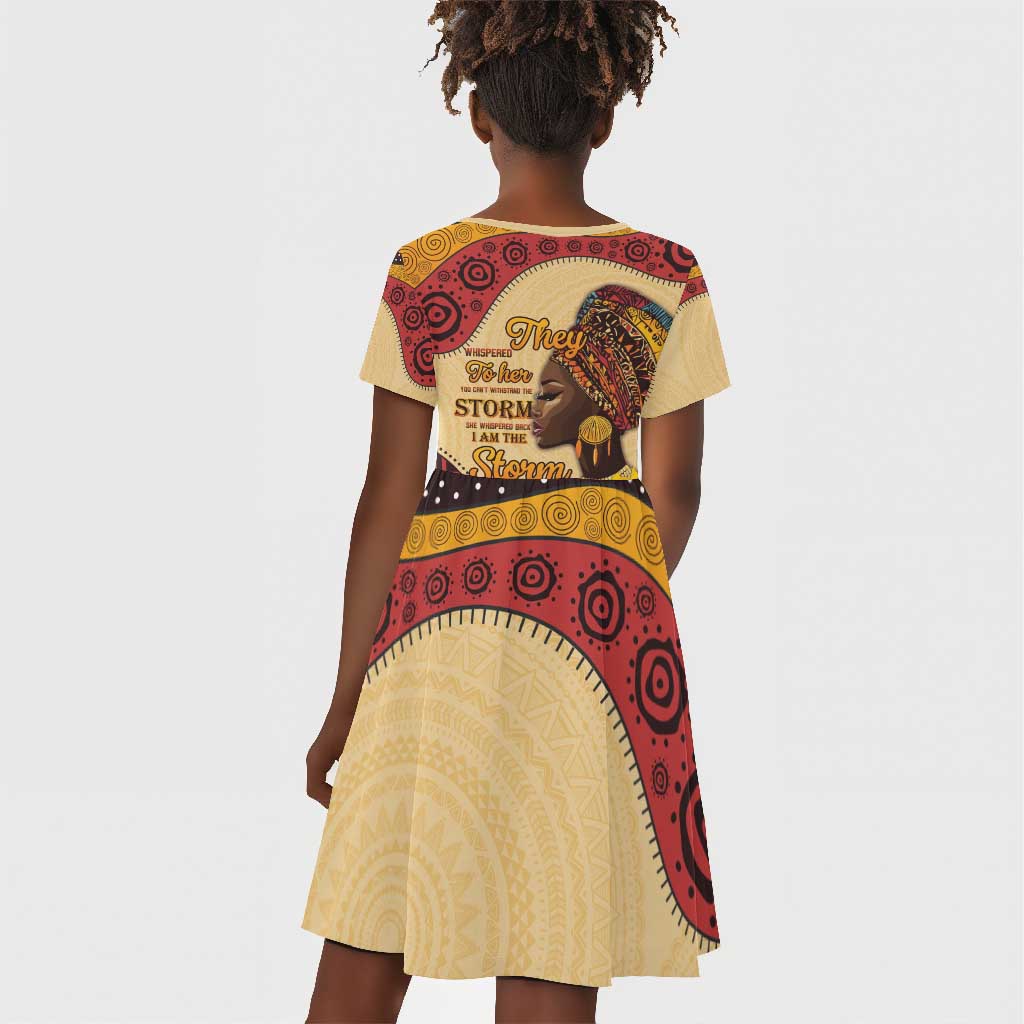 African Woman Kid Short Sleeve Dress I Am The Storm - African Pride