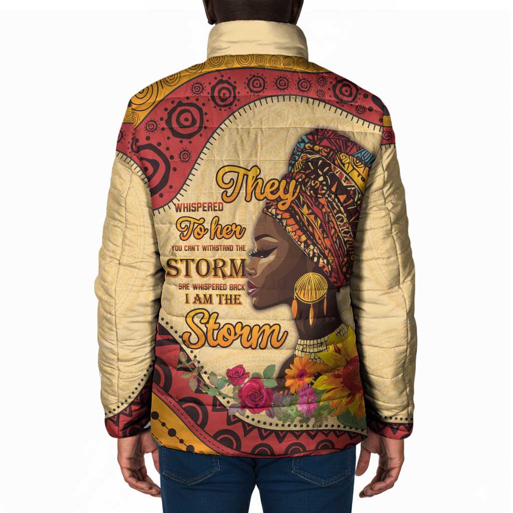 Black History Month Padded Jacket African Woman Afro I Am The Storm