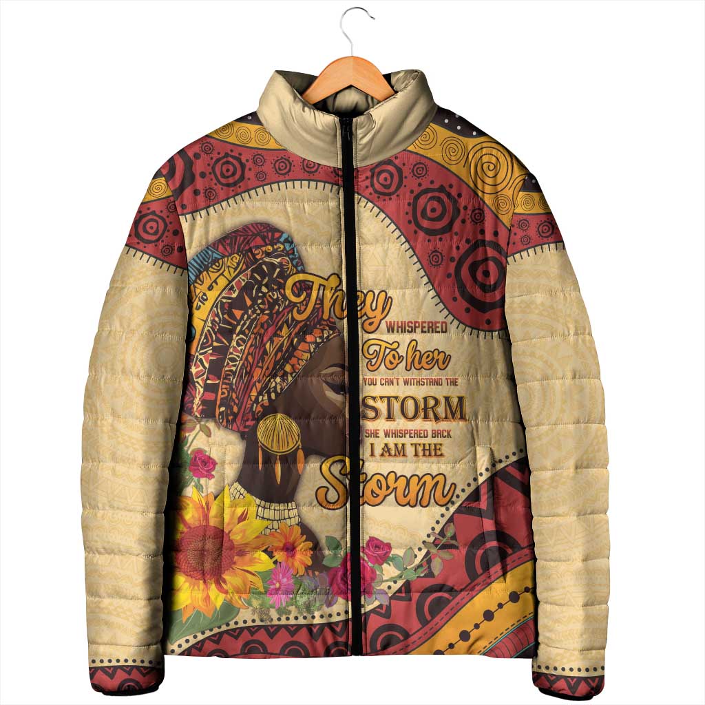 Black History Month Padded Jacket African Woman Afro I Am The Storm