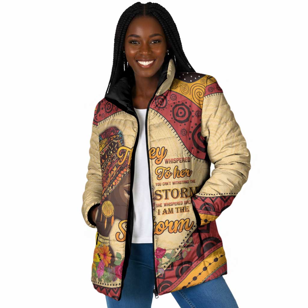 Black History Month Padded Jacket African Woman Afro I Am The Storm