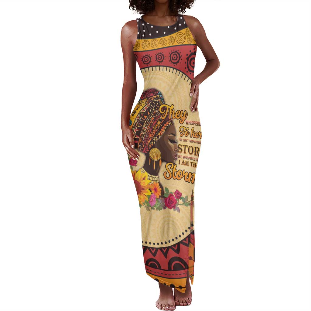 African Woman Tank Maxi Dress I Am The Storm - African Pride