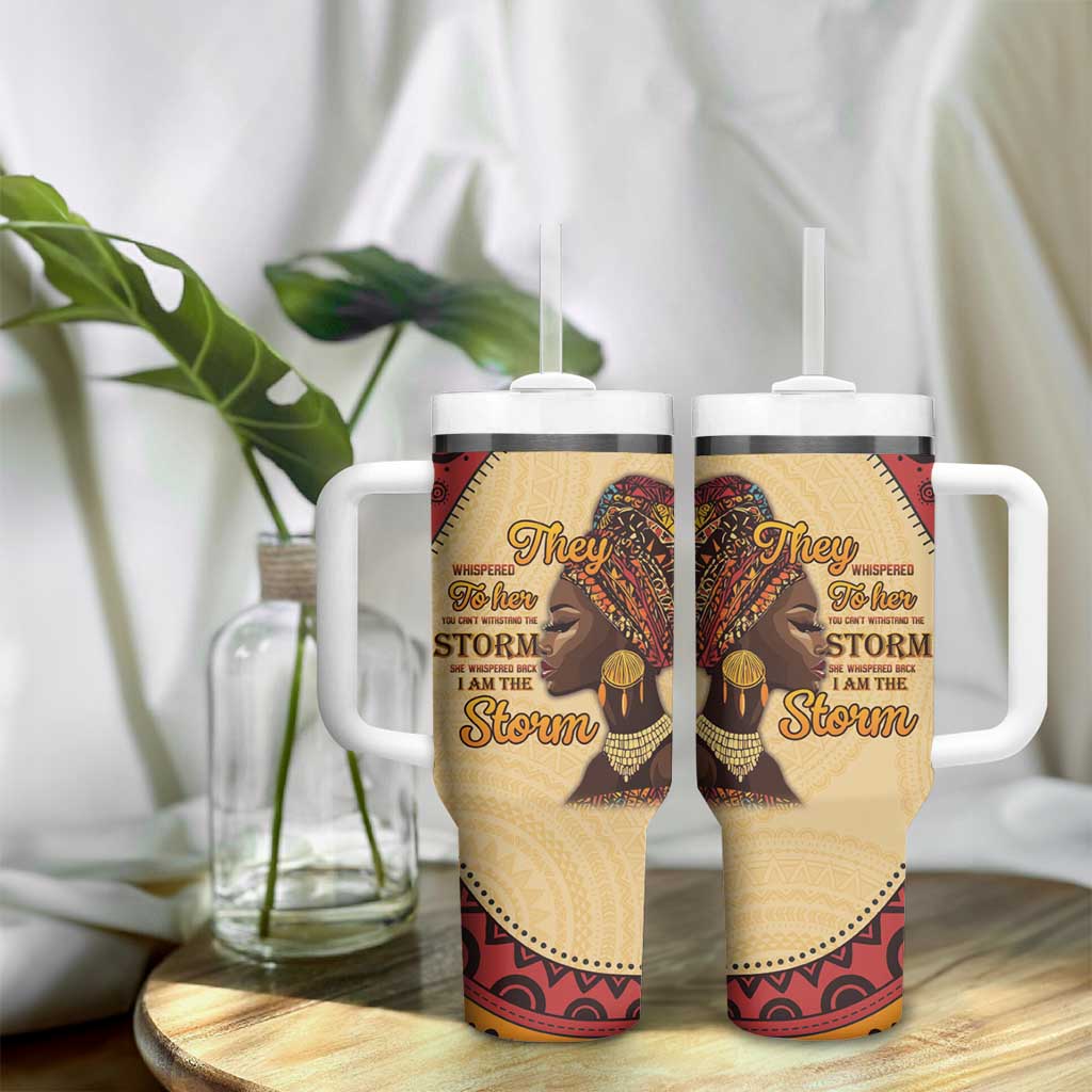 African Woman Tumbler With Handle I Am The Storm - African Pride
