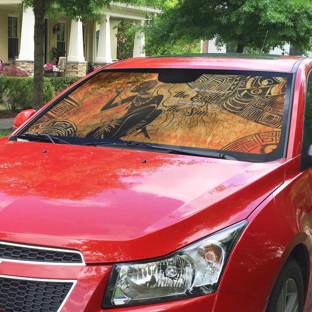 African Women Auto Sun Shade She Is Rooted In The Earth and Rising Like The Sun