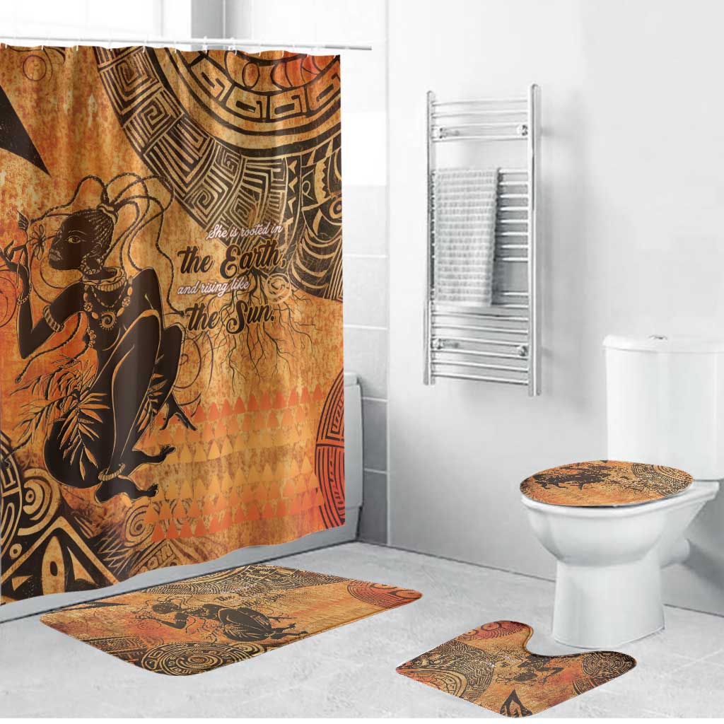 African Women Bathroom Set She Is Rooted In The Earth and Rising Like The Sun