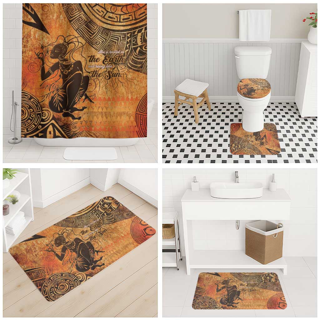 African Women Bathroom Set She Is Rooted In The Earth and Rising Like The Sun
