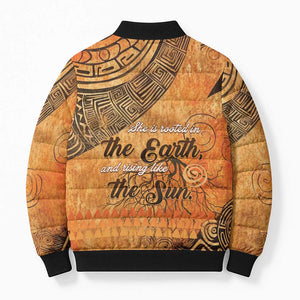 African Women Bomber Puffer Jacket She Is Rooted In The Earth and Rising Like The Sun