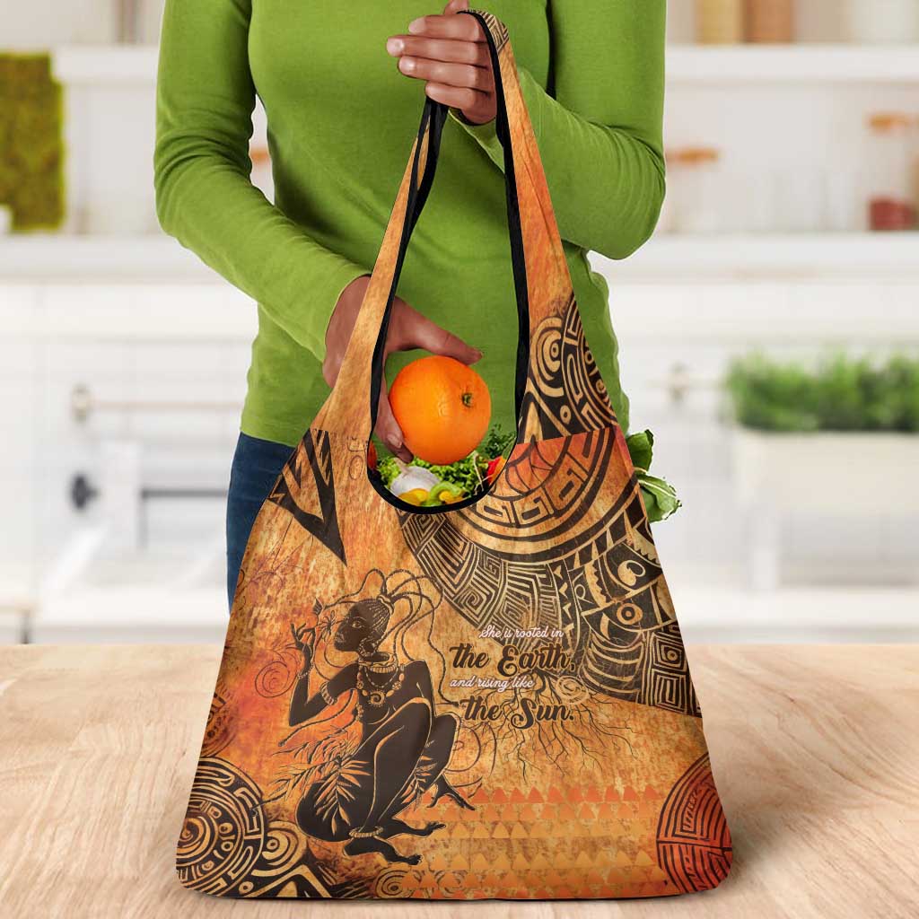 African Women Grocery Bag With Tribal Pattern - African Pride