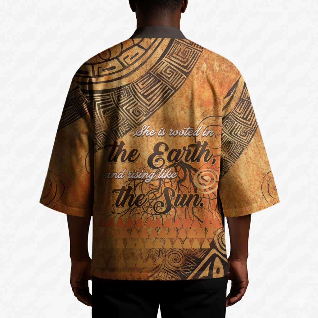 African Women Kimono She Is Rooted In The Earth and Rising Like The Sun