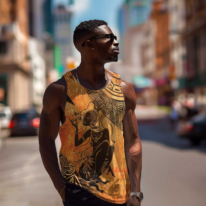 African Women Men Tank Top With Tribal Pattern - African Pride