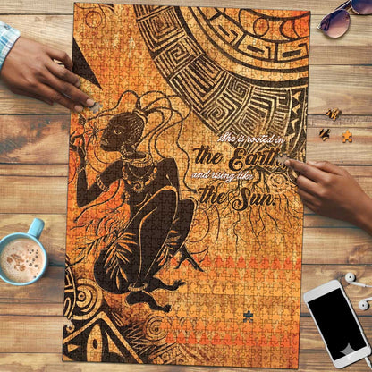 African Women Puzzle She Is Rooted In The Earth and Rising Like The Sun