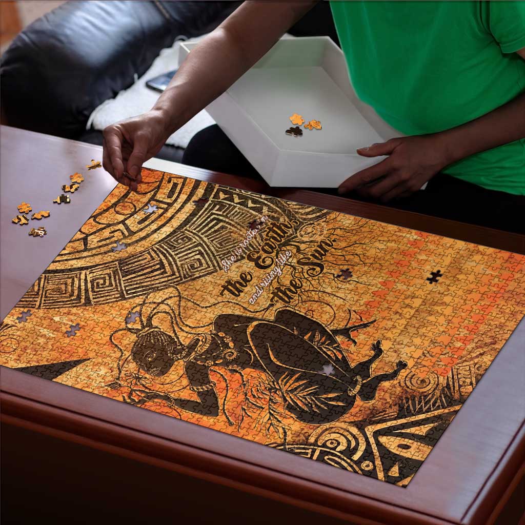 African Women Puzzle She Is Rooted In The Earth and Rising Like The Sun