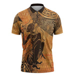 African Women Zipper Polo Shirt She Is Rooted In The Earth and Rising Like The Sun
