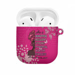 African Women AirPods Case Black Beautiful Brave and Bressed - Pink Color