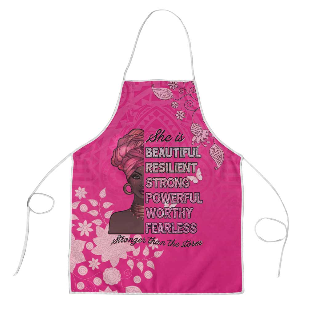 African Women Apron Black Beautiful Brave and Bressed - Pink Color